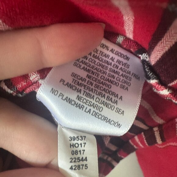 Charter Club Red and Black Plaid Jewel Embellished Long Sleeve Shirt Relaxed Fit - Picture 7 of 9